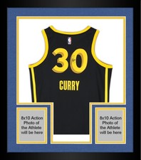 Framed Stephen Curry Warriors Signed Black Nike 2023-24 City Swingman JerseyBAS