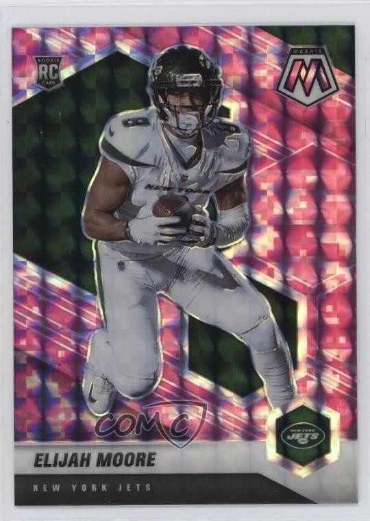 2021 Panini Mosaic Rookies Pink Camo Mosaic Prizm Elijah Moore #316 0q84