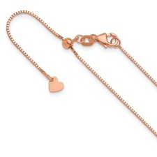 14K Rose Gold Adjustable .8mm Box Chain Necklace 30" 3.85gm