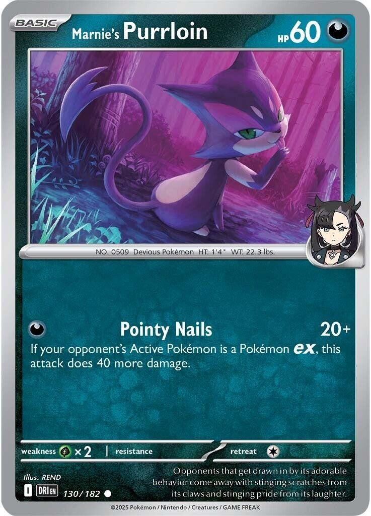 Marnie's Purrloin 130/182 Destined Rivals Near Mint EN Pokemon