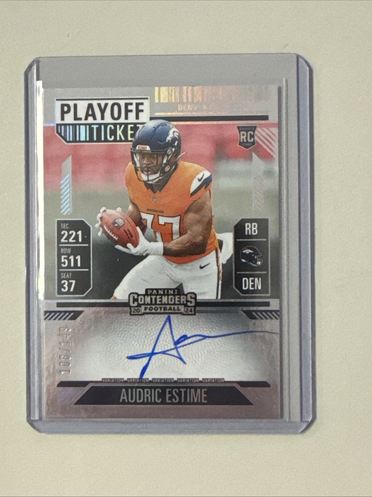 2024 Panini Contenders Audric Estime Playoff Ticket Auto /149