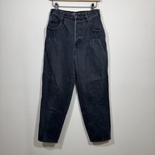 Vtg 90s GUESS Marciano Women's Black High-Waist Mom Jeans Button Fly Sz 31