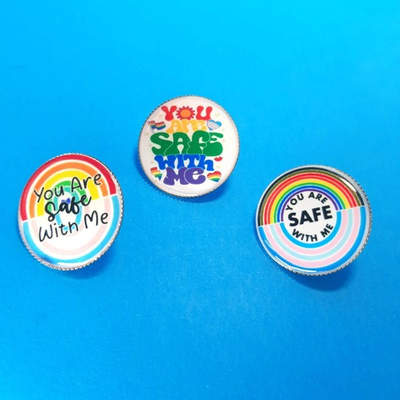 #ad Pin You Are Safe With Me 1quot; design choose from 3 Handmade PN B1016 $4.49