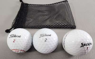Golf Balls (Mix Lot of  3) w/Small Black Mesh Bag