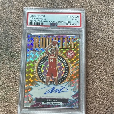 2025-26 Topps Finest Asa Newell RC Auto #RFA-AN Gold Geometric 15/50 PSA 9