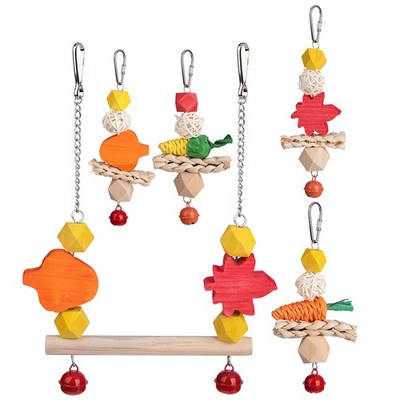  1 Set Sittiche Schaukelspielzeug Vogel Holz Kauspielzeug Papagei Ständer Barsch
