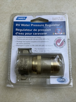 #ad Camco 40055 RV Water Pressure Regulator Brass Durable 40 50 PSI $14.99