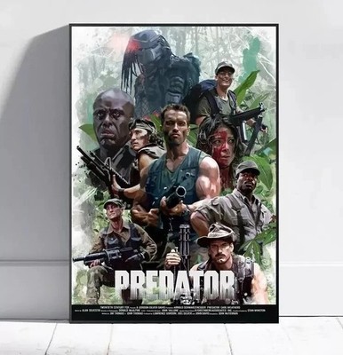 Predator Action Movie Ensemble Cast Illustrated Art Poster