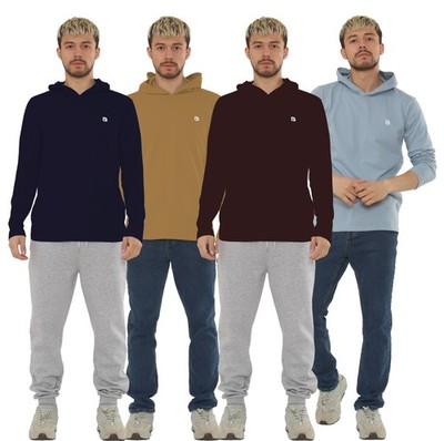 2er Pack Herren Jersey Pullover Hoodie Langarm Kapuze für Fitnessstudio Alltag UK