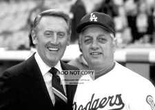 *5X7* SPORTS PHOTO - VIN SCULLY & TOMMY LASORDA DODGERS LEGENDS BASEBALL (BT809)
