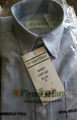 Flynn O'Hara Brand ~ Oxford Uniform Shirt ~ Blue ~ Youth Size 6 ~ Wrinkle Free