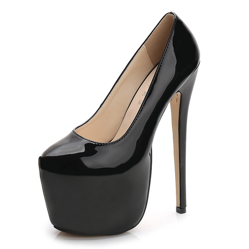 Women 18cm Club Round Toe Platform Pumps High Heels Stilettos