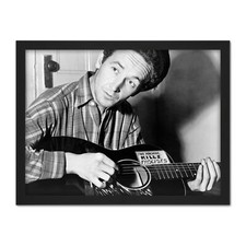 Aumuller Portrait Folk Singer Guthrie Kill Fascists Framed Wall Art Print
