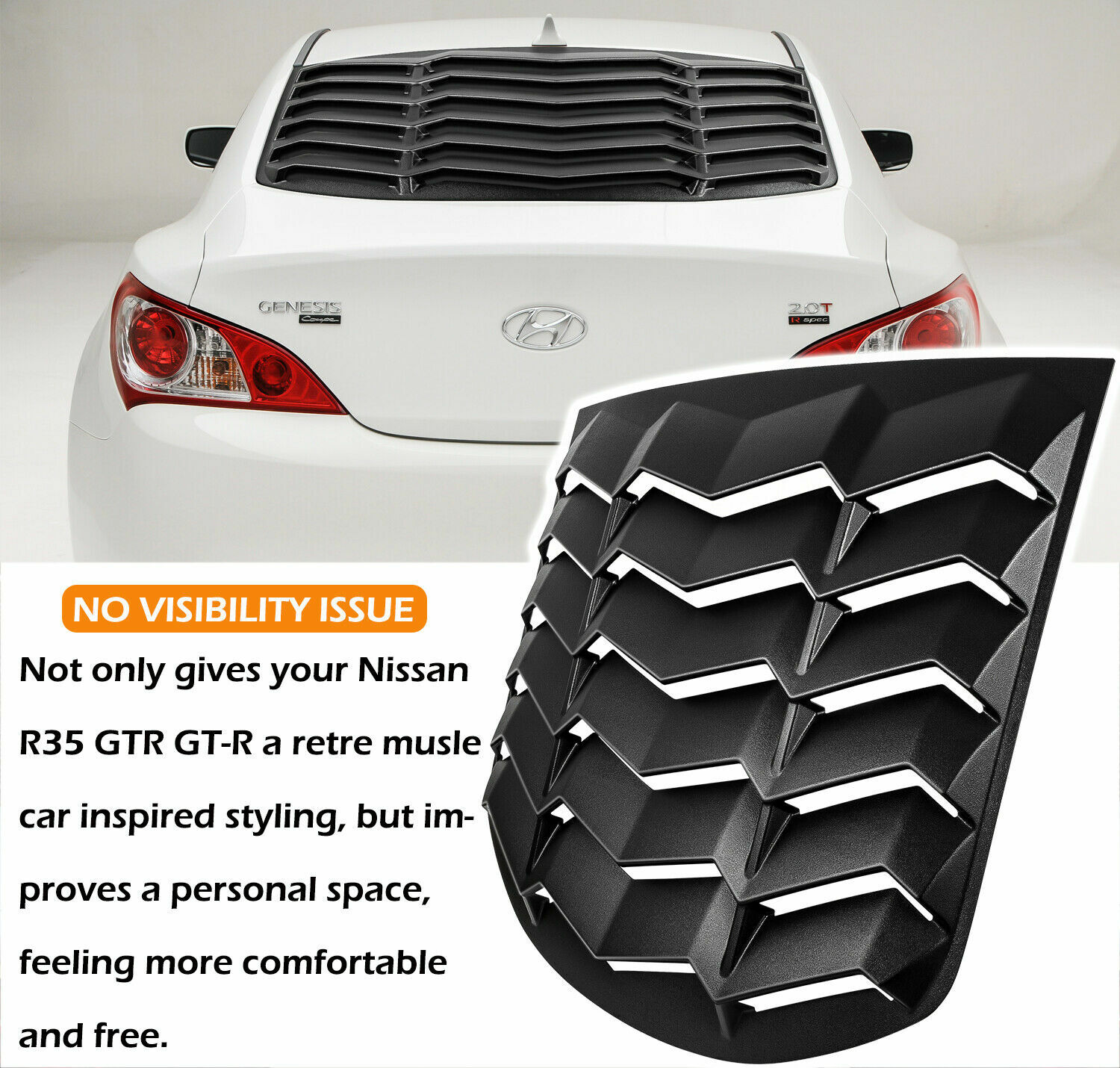 Rear Window Louver Scoop Windshield Cover For Hyundai Genesis Coupe