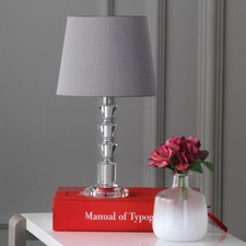 SAFAVIEH Harlow Tiered Crystal Lamp Set of 2  Clear / Grey 