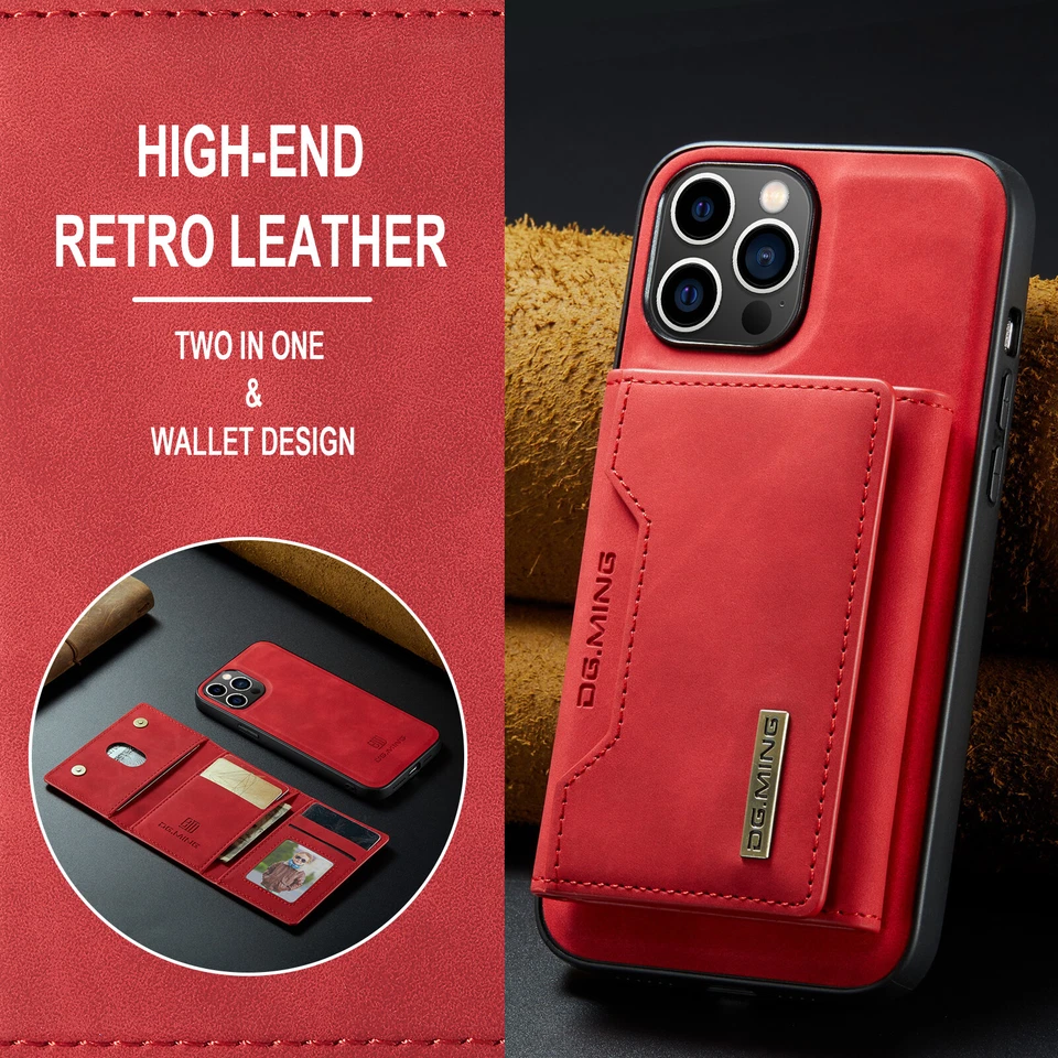 For iPhone 15 14 13 12 11 Pro Max Plus Leather Wallet Case Magnetic Rubber Cover - Image 3 of 4