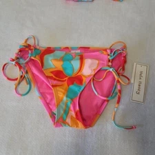 Hula Honey Garden Party floral laced side hipster Bikini Bottoms  juniors Small