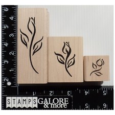 Denami Design Rubber Stamps LOT 3 OUTLINE ROSE BUD GARDEN FLOWERS 999