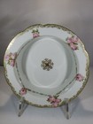 Porcelain porcelaine a feu france Antique Bowl Floral Cabbage Roses 