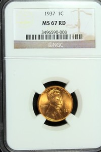 1937 - NGC MS67RD Lincoln Head Cent!!  #B16588