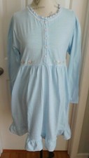 SOFT COMFY BLUE WHITE CHECK w/EMBROIDERY AMANDA STEWART COTTON NIGHTGOWN MEDIUM