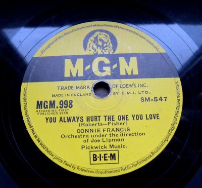 1762/CONNIE FRANCIS-You always hurt the one you love-JUKEBOX-HIT-78rpm Schellack