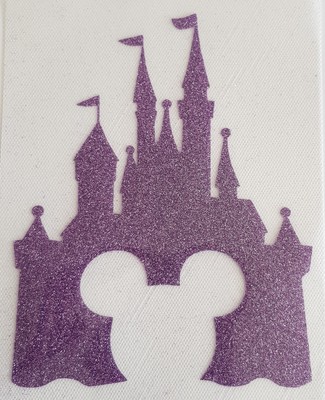 PURPLE DISNEY CASTLE GLITTER IRON ON 