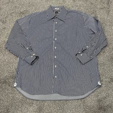 Peter Millar Crown Crafted Shirt Men XL Long Sleeve Blue Striped Dress Button Up
