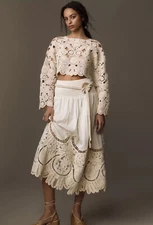 Anthropologie Love The Label Crochet Hem Maxi Skirt Size M nwt