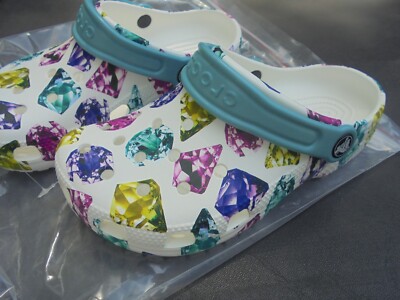 New Crocs Classic Dream Clog Women's Junior J2 White/Multicolor
