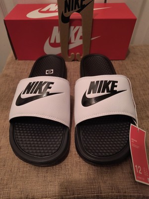 Nike Benassi JDI White and Black Slides. 343880-100 Size 12 Slippers/Sandals