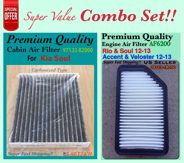 Engine And CARBONIZED Cabin Air Filter For Kia Soul 20142019 OEM