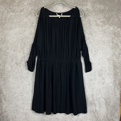Rachel Roy Dress Womens 2X Black Open Shoulder Stretch Lined Viscose- 9515*