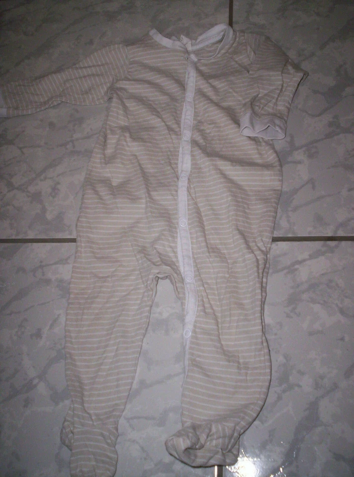 "H&M"Schlafanzug Gr. 62/68, beige mit Streifen - Bild 1 von 1