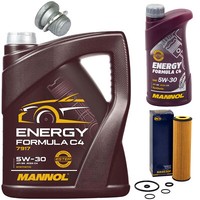 MotoröL Set 5W30 6 Liter + ÖLfilter Sh 4030 P + Schraube FüR Mercedes C-Klasse