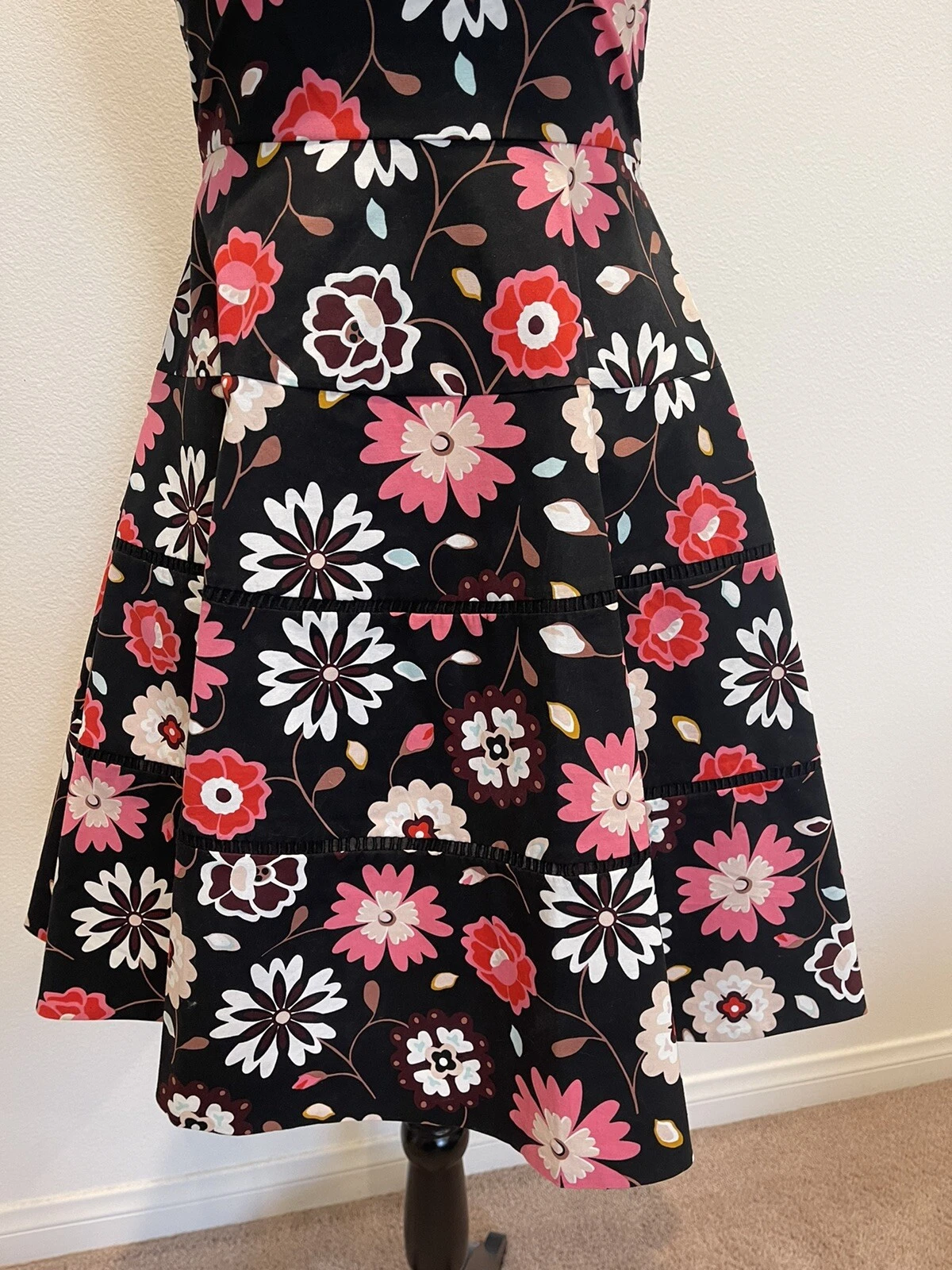 Abito Kate Spade Casa Flora Popeline Nero Elasticizzato Tg00
