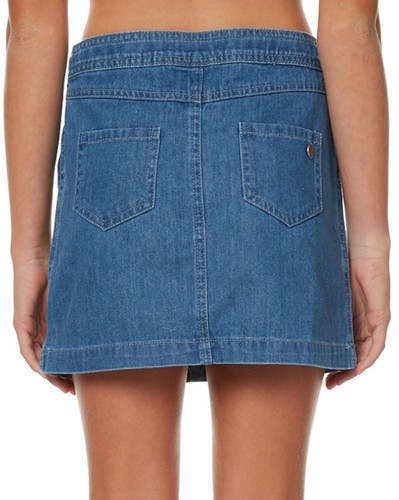 Girls Eves Sister Denim Skirt Festival Kids Blue Floral Flower Summer - Picture 5 of 5