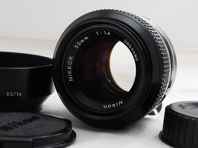 NIKON NON Ai NIKKOR 50mm F1.4 Lens+Lens Hood From Japan | eBay