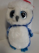 TY Beanie Boo Owl. 'Icicles' 2014. 10" Tall. NWT, NOS. Blue/White. 
