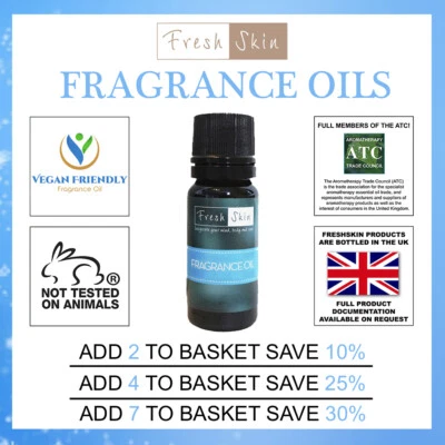 FRESHSKIN 10ml Fragrance Oils - Candle, Bath Bombs, Soap Making, Wax Melt, Fragrance Oil
