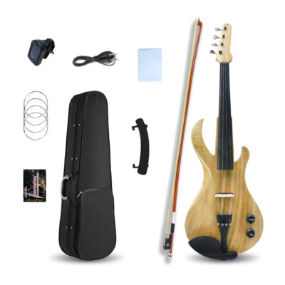 16inch 4 String Electric Viola 4/4 Full Size Solid Wood Clear Paint Beginner