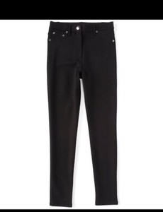 Ally B Girls Ponte Pants Full Length Front Button All Black Large