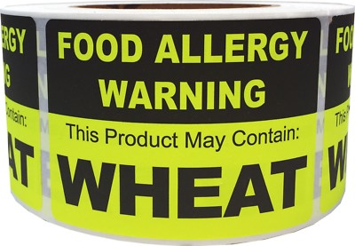FOOD ALLERGY WARNING This Product May Contain WHEAT Labels | 2.5x3.5'' | 500 Pack