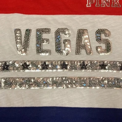 PINK Victorias Secret Tank Top Las Vegas Sequin Womens XS Oversized - Picture 2 of 4