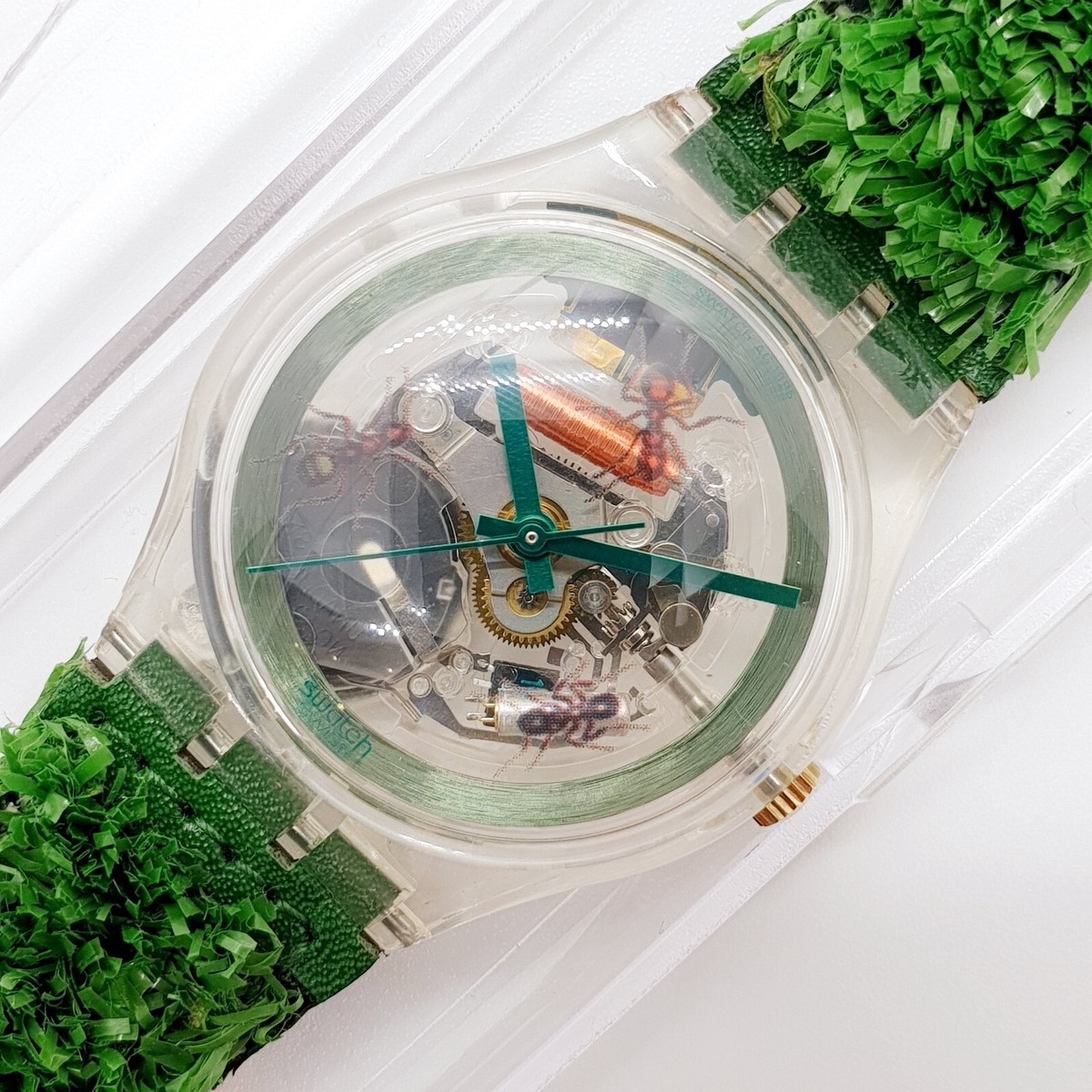 NOS 1997 Swatch Skeleton Watch with Green Band Gift for Football 