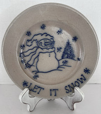 " Let It Snow" Salmon Falls Pottery 7" Stoneware Decorated Plate 1999 Snowman