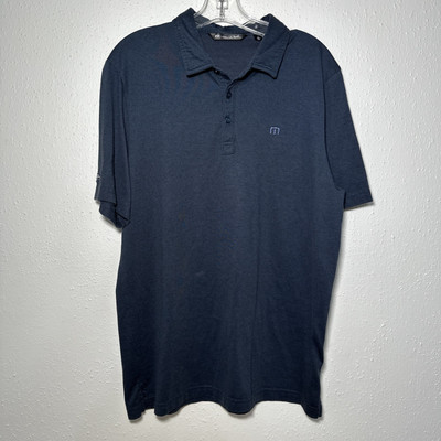 Travis Matthew Mens Blue Short Sleeve Polo Shirt Sz L Golf Pima Cotton Rogue ST