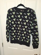 Star Wars Grogu Baby Yoda Kids Sweatshirt Size XL Black All Over Print