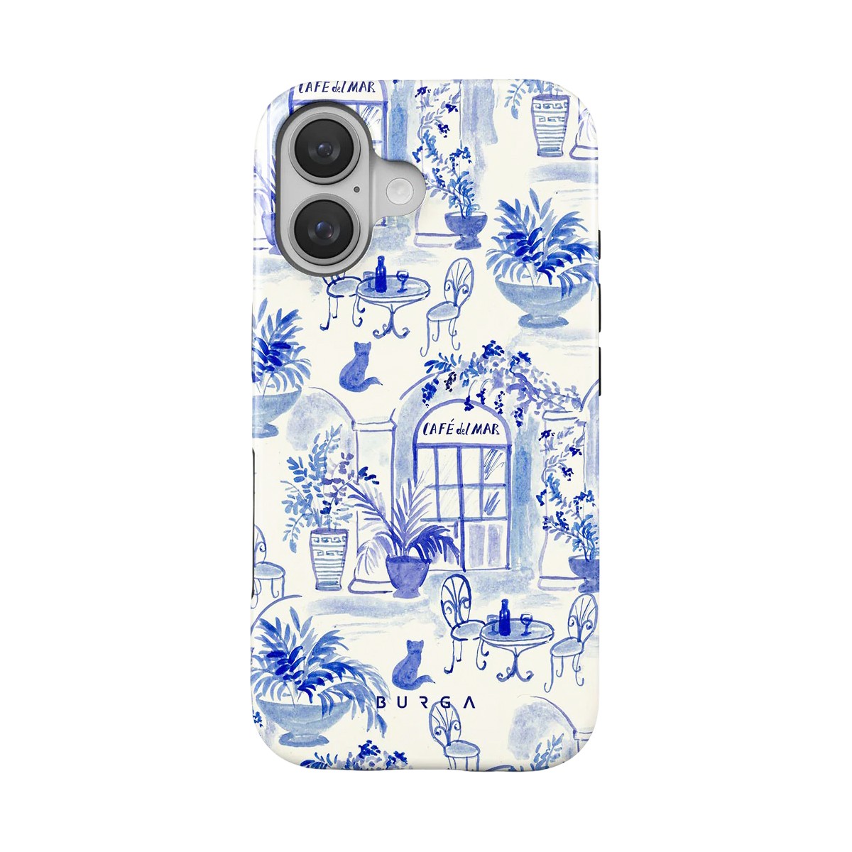 Coque iPhone 16 antichoc haut de gamme Burga motif abstrait bleu