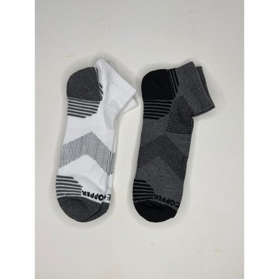 Tommie Copper Men Compression Socks Ankle 2 Pack White Black Grey 9-11.5